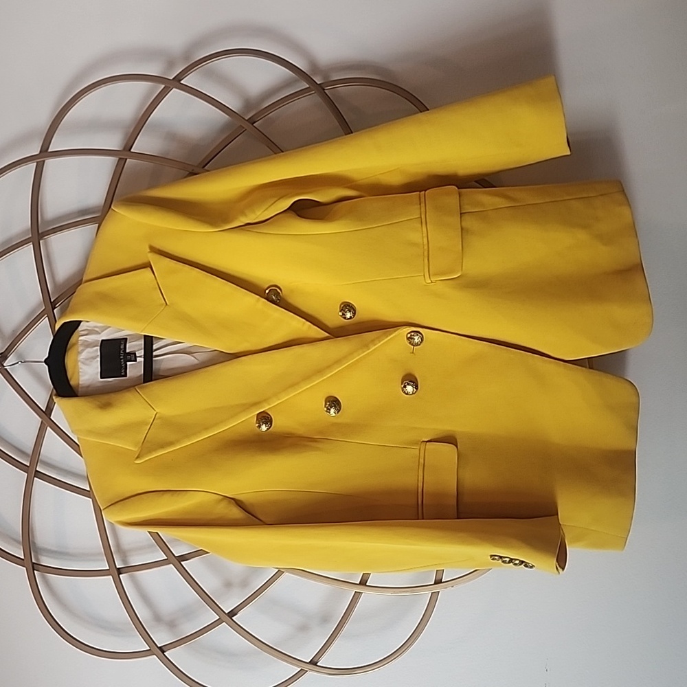 Banana Republic yellow honeycomb captains blazer